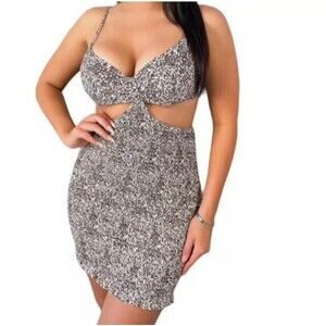 Blush BJ Brown Floral Spaghetti Strap Mini Cut-out Smocked Summer Dress Small